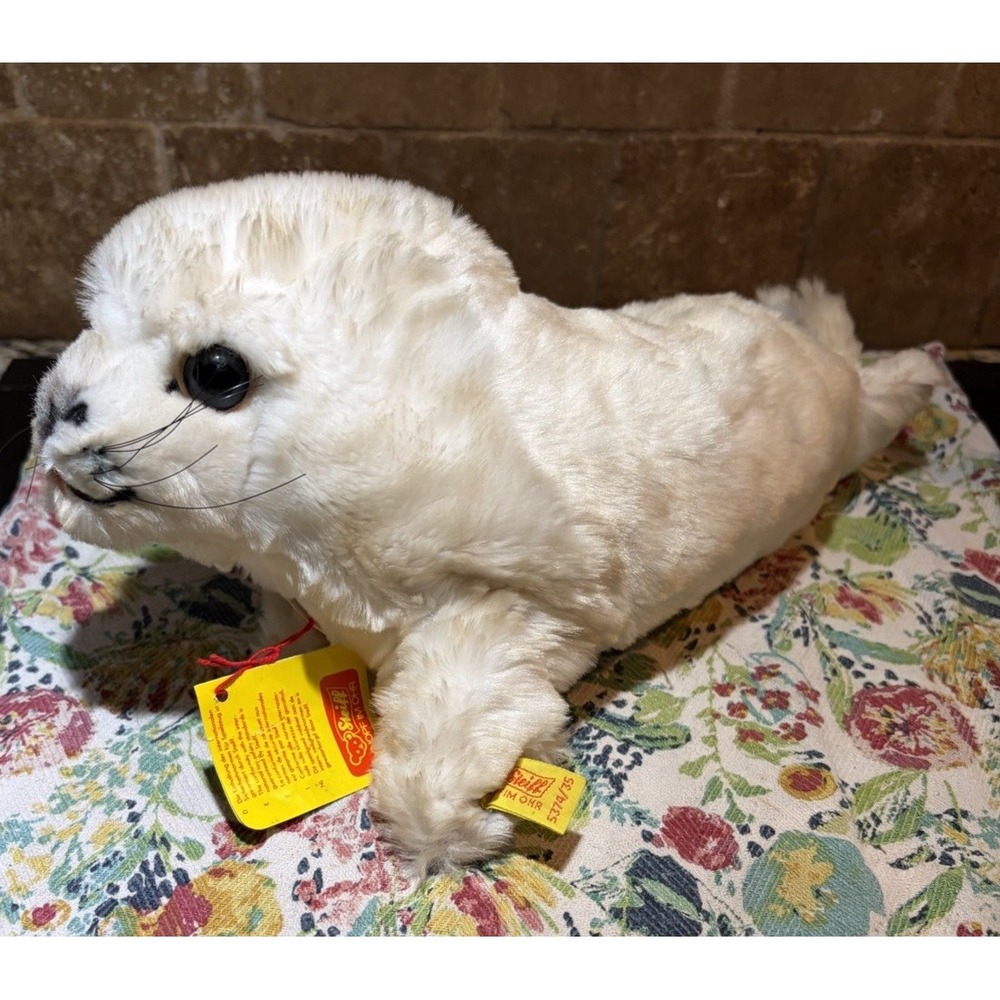 Steiff Germany Cosy Heuler Seal White Stuffed Animal Plush With Tags